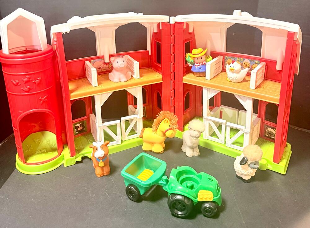 FP Little People Animal Friends Farm Barn farmer tractor 6 animals feely set 3